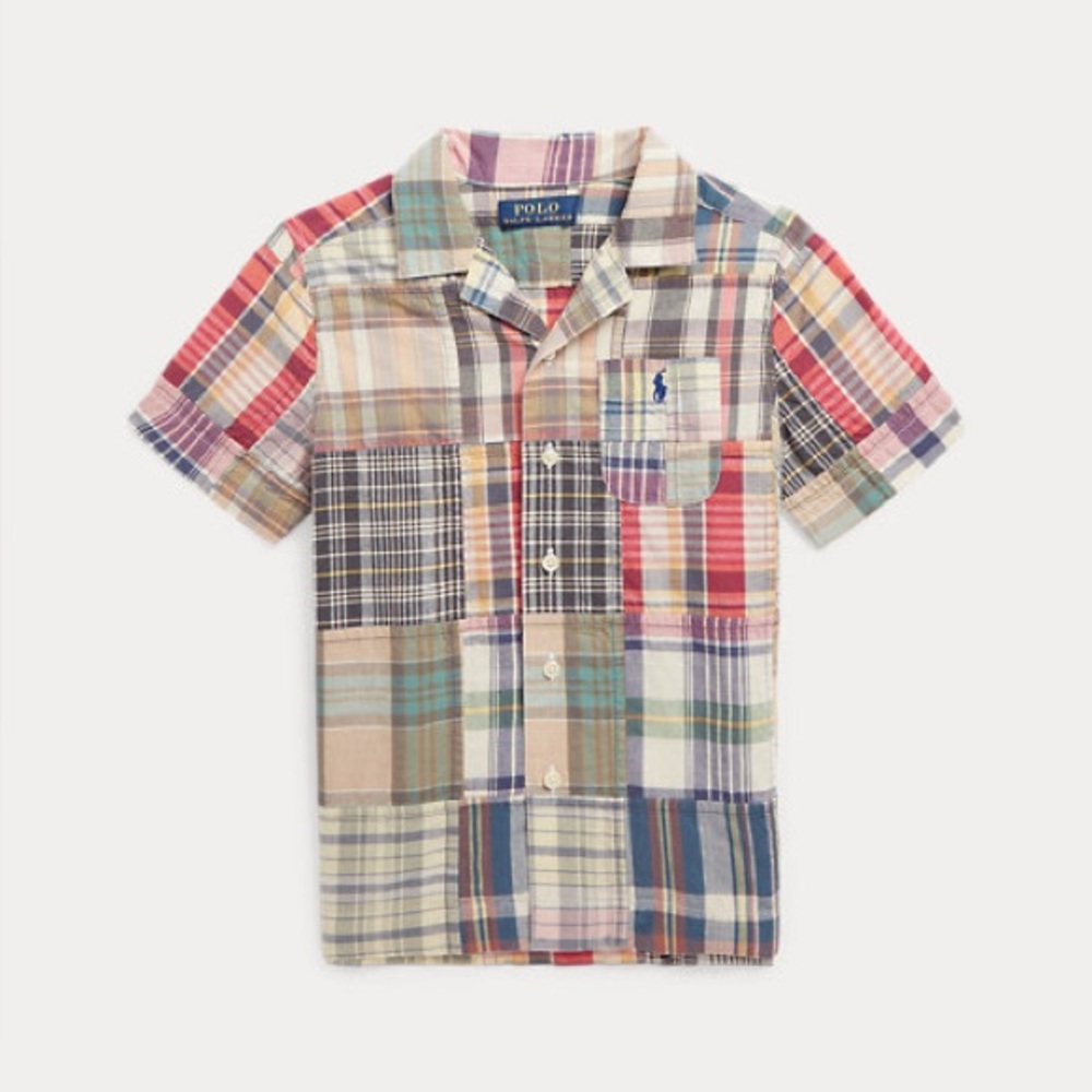Polo Ralph Lauren Patchwork Cotton Madras Camp Shirt Boys size S(8)/M (10-12)